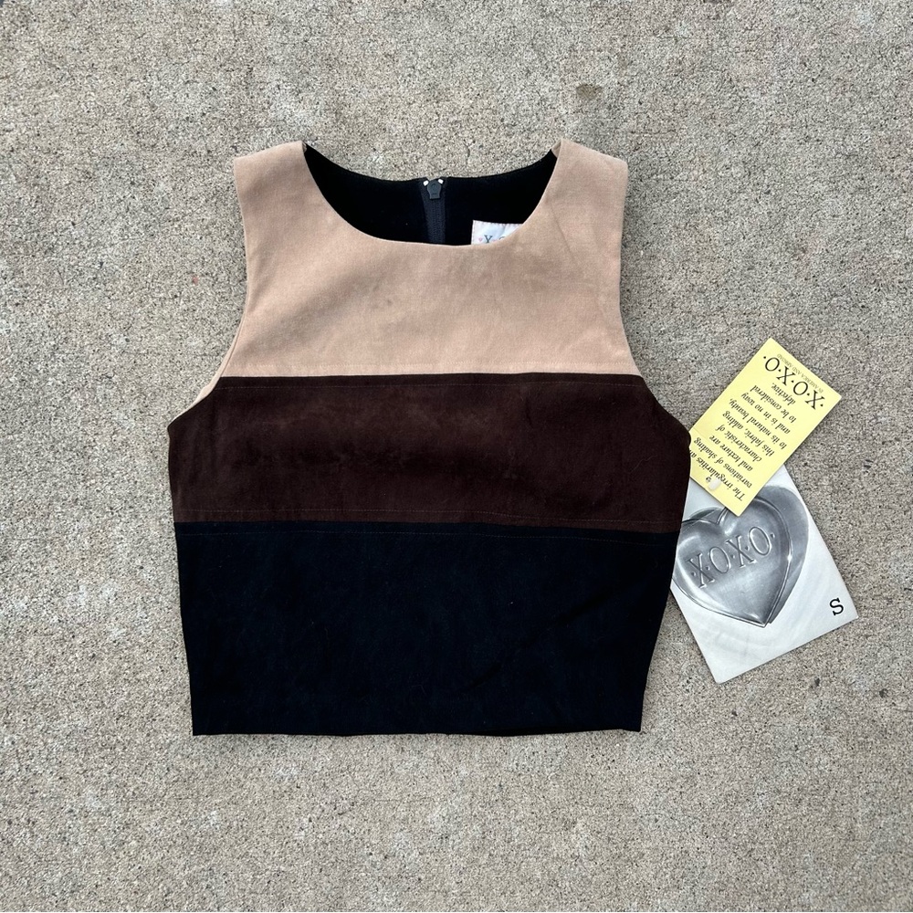 Vintage Y2K xoxo Deadstock nwt color block brown and black crop top